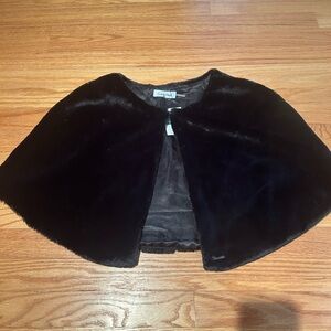 Calvin Klein Black Faux Fur Capelet Wrap